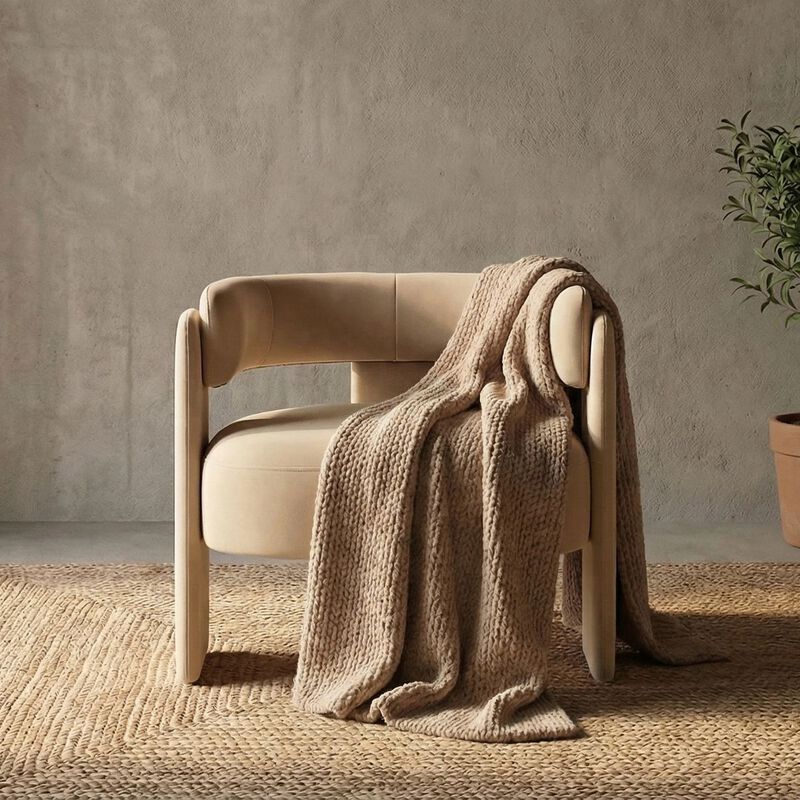 Envelor Modern Velvet Wingback Accent Armchair image number 4
