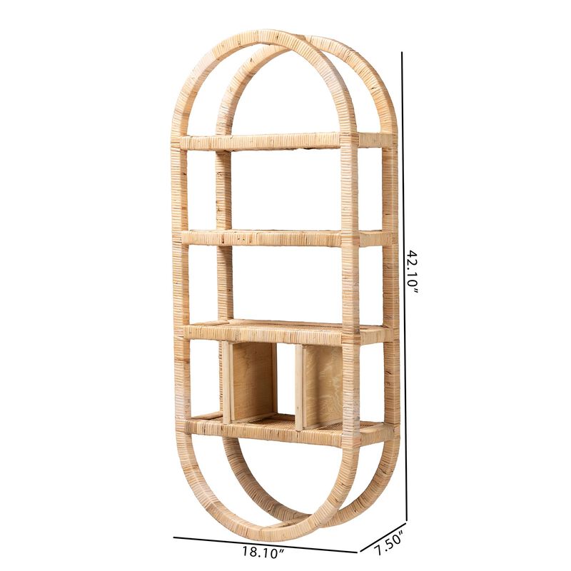 bali & pari Labonita Natural Rattan Wall Shelf  &ndash; 3-Tier Wall-Mounted Display Unit with Arching Frame for Entryway, Living Room, or Bathroom image number 7