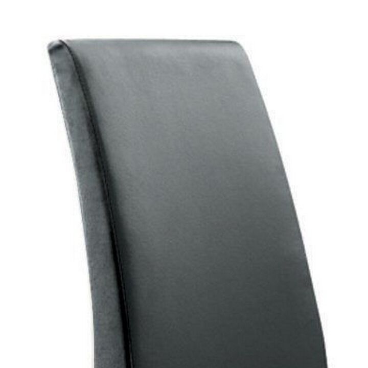 Cai 17 Inch Accent Chair, Set of 2, Chrome Legs, Vegan Faux Leather, Black - Benzara