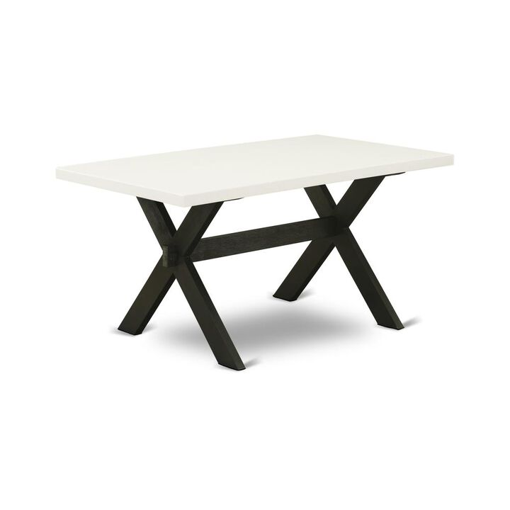 Dining Table Wire brushed Black & Linen White