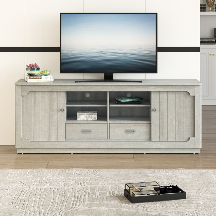 FESTIVO Modern TV Stand with Sliding Doors and 2 Drawers for TVs Up to 70"