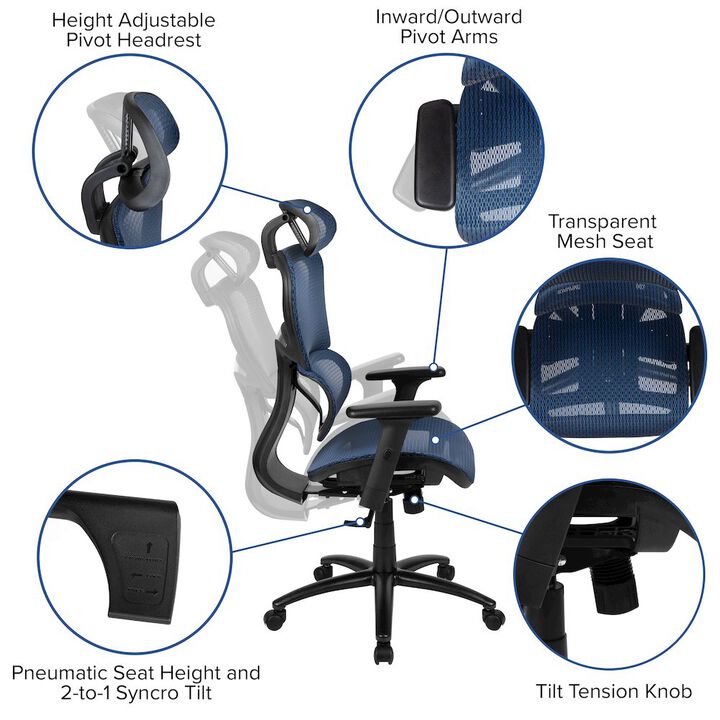 Flash Furniture Mesh Office Chair with 2-to-1 Synchro-Tilt,  Adjustable Pivot Arms in Black