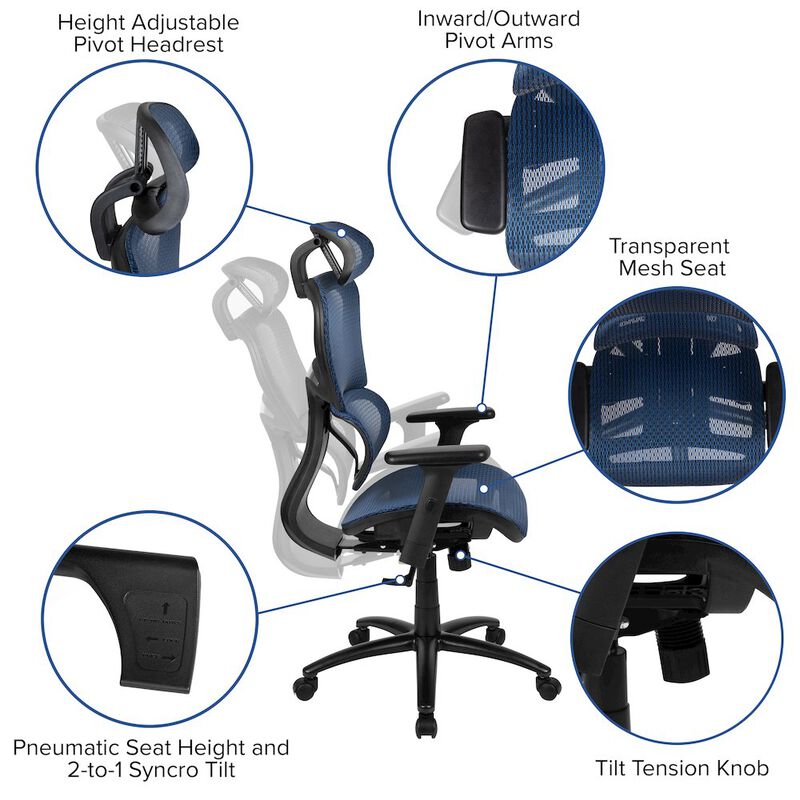 Flash Furniture Mesh Office Chair with 2-to-1 Synchro-Tilt,  Adjustable Pivot Arms in Black image number 1