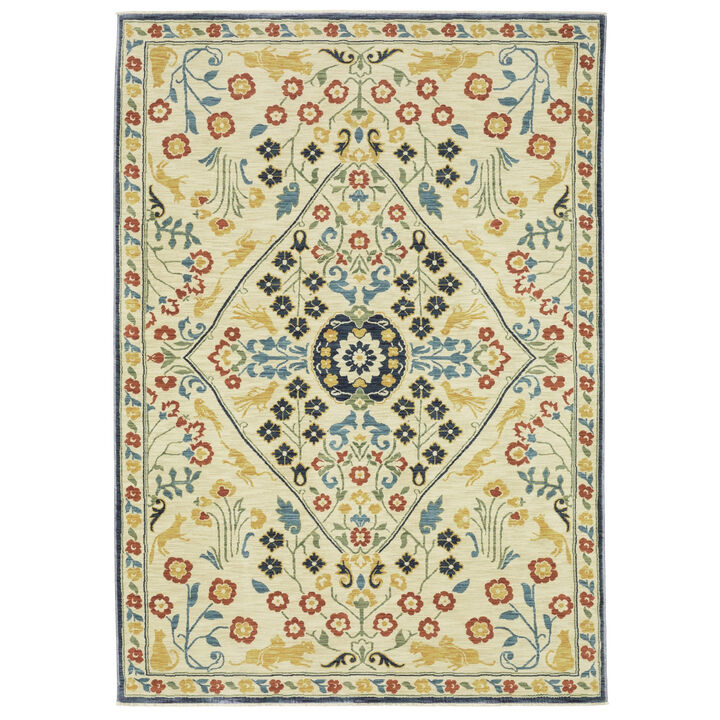 HomeRoots And Burnt Oriental Area Rug With Fringe