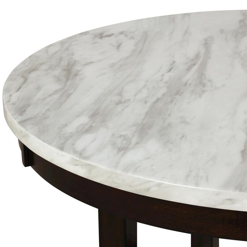 Counter Height Kitchen Table, Round Marble Dining Table in Brown Wood image number 4