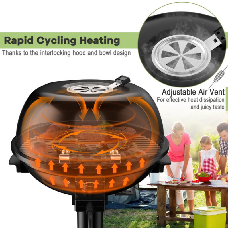 Hivvago 1600W Portable Electric BBQ Grill with Removable Non-Stick Rack