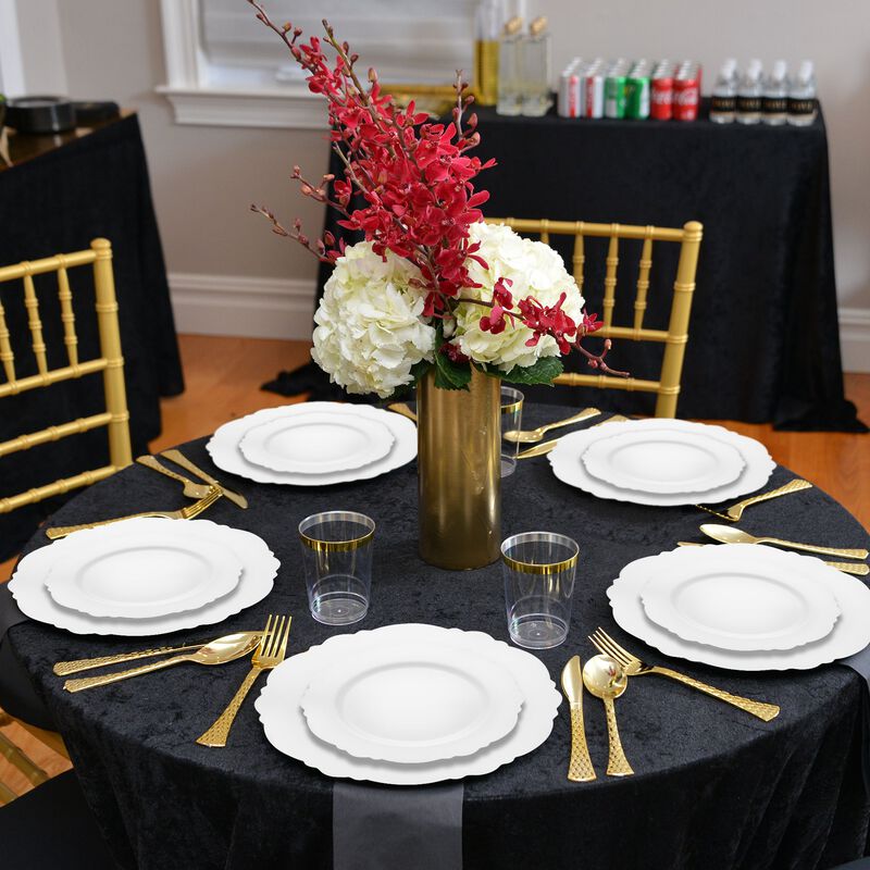 7.5" Solid White Round Blossom Plastic Salad Plates (120 Plates) image number 1