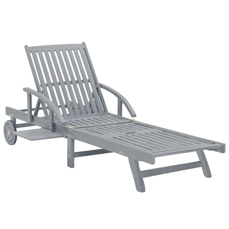 Sunlounger Grey Acacia wood, Polyester Single