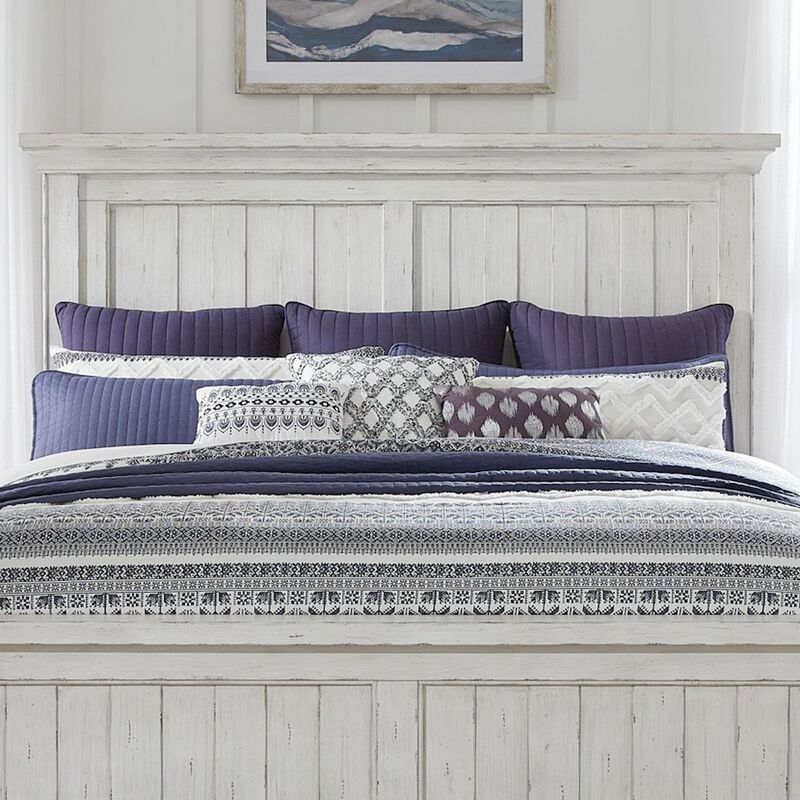 Liberty Furniture King Mansion Headboard for Bed Frame Cottage - Riverstone White & Tobacco image number 1
