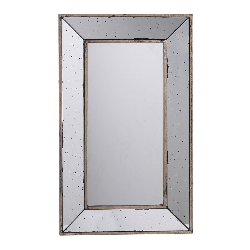 HomeRoots 24" Silver Framed Antiqued Accent Mirror image number 0