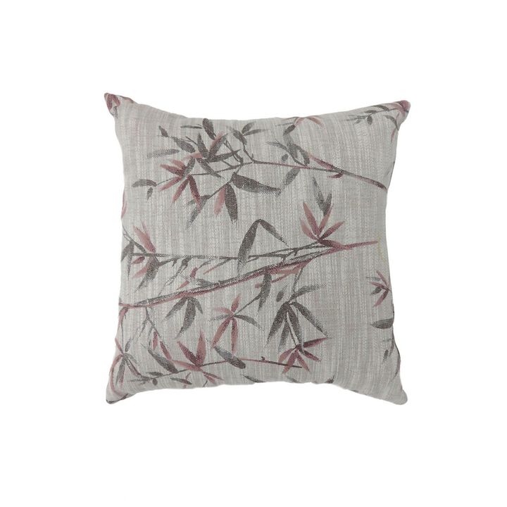 22 x 22 Modern Throw Pillow, Square, Bamboo Design, Set of 2, Gray-Benzara