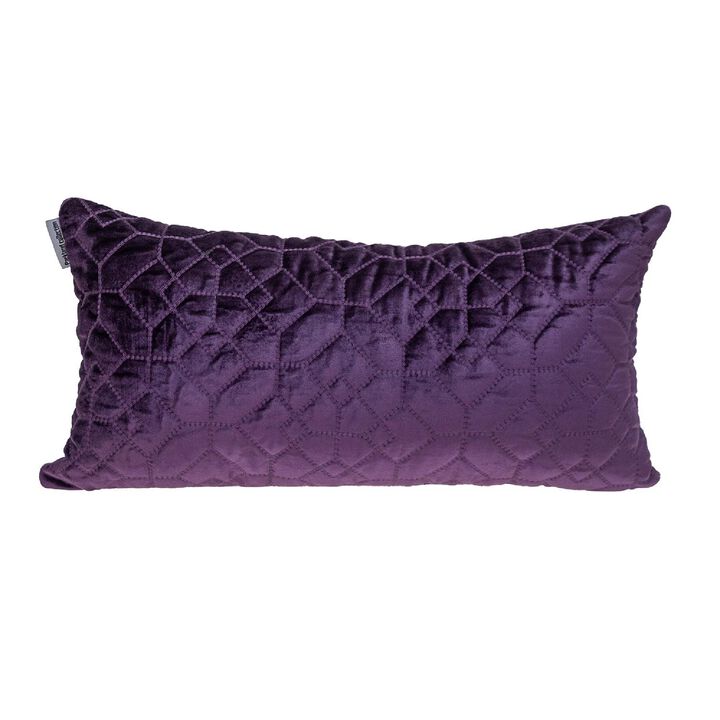 24" Purple Transitional Quilted Rectangular Throw Pillow
