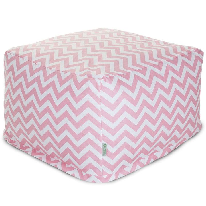 Majestic Home Goods Ottoman Pouf Chevron BabyPink