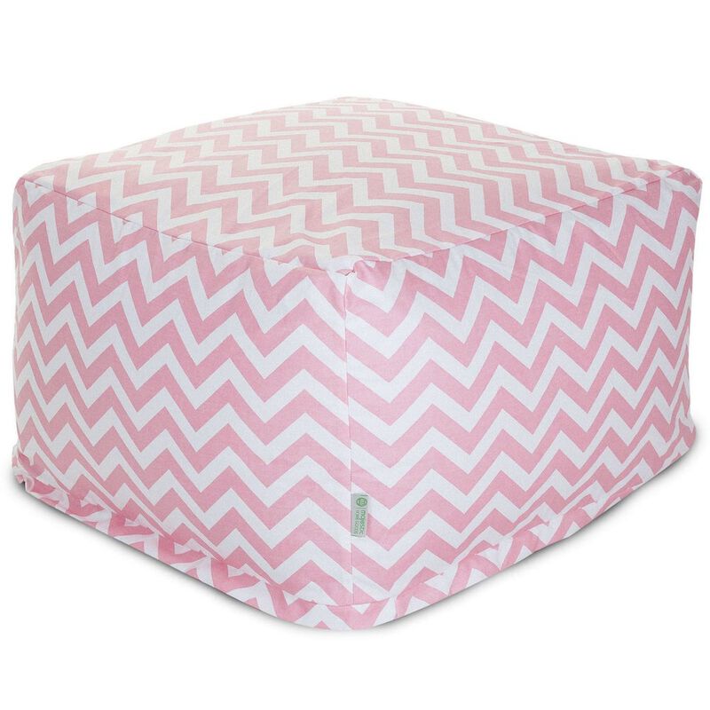 Majestic Home Goods Ottoman Pouf Chevron BabyPink