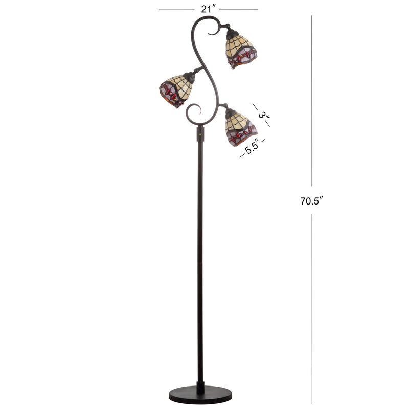 Walker Tiffany-Style 70.5" Multi-Light LED Floor Lamp, Bronze