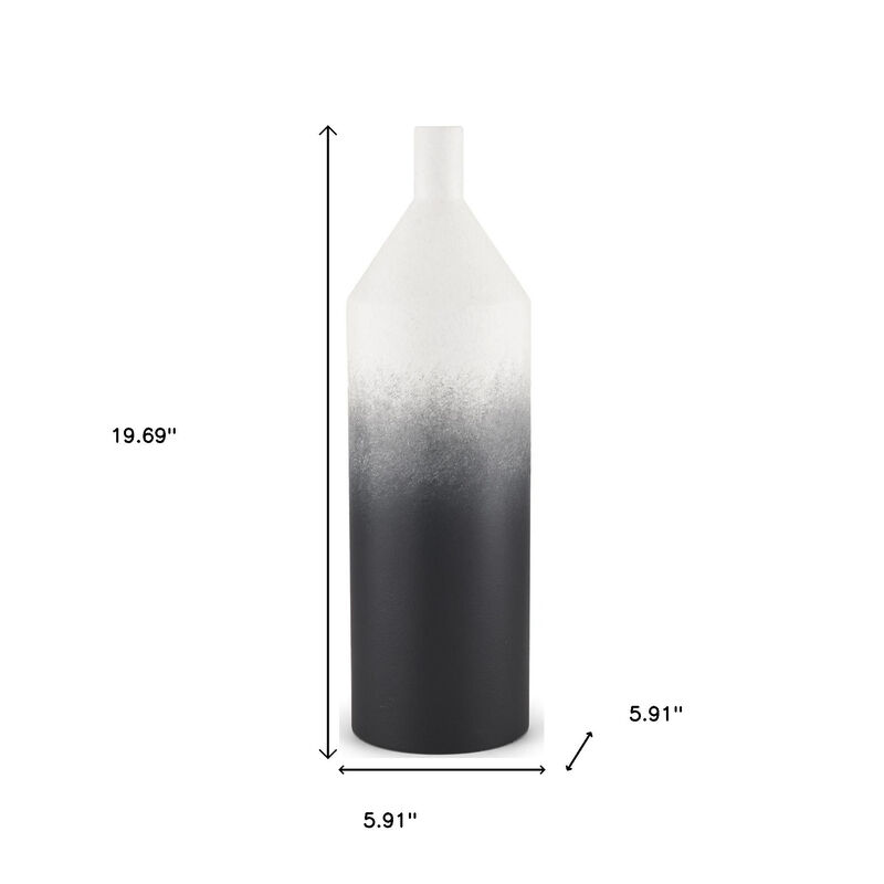 HomeRoots 20" Black And White Ombre Metal Table Vase image number 3