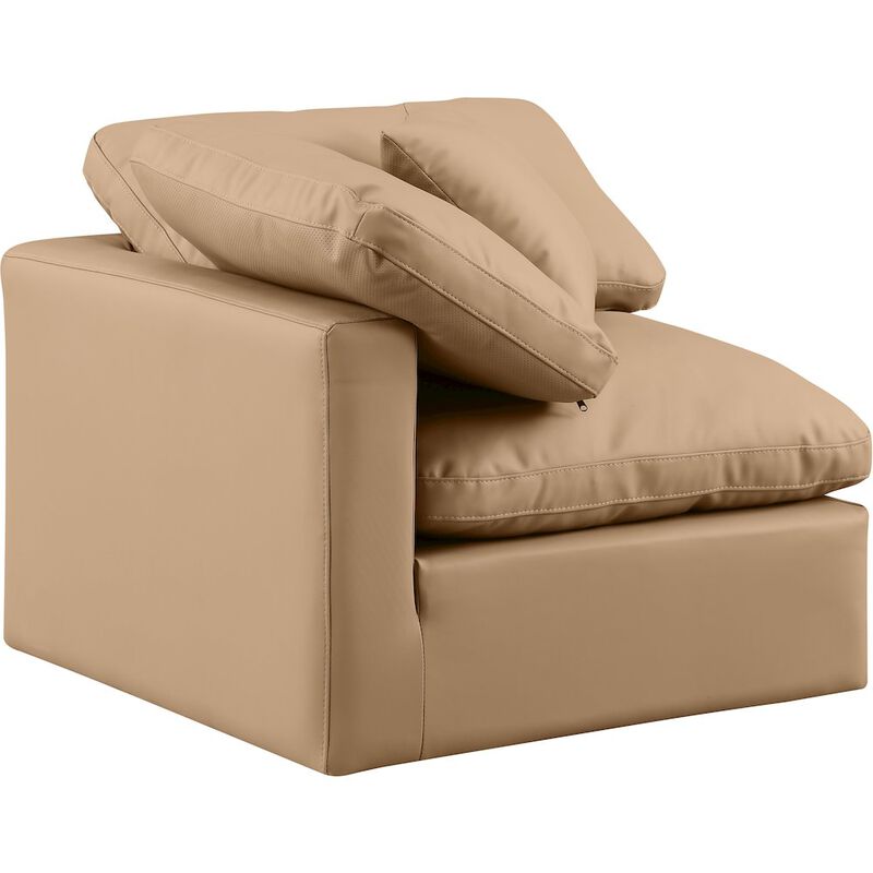 Meridian Furniture Indulge Tan Vegan Leather Corner Chair