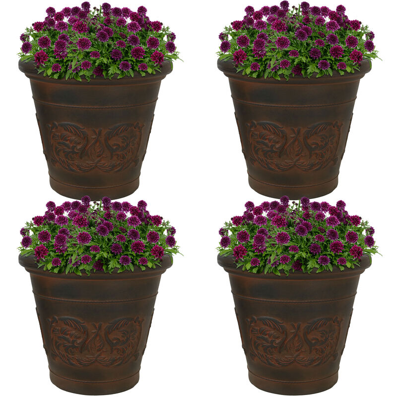 Sunnydaze 16 in Arabella Dual-Wall Polyresin Planter - Rust