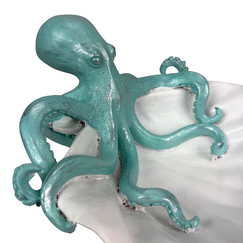 Decorative Octopus Shell Tray Coastal Resin Catchall Dish 10 X 10 X 6 In image number 4