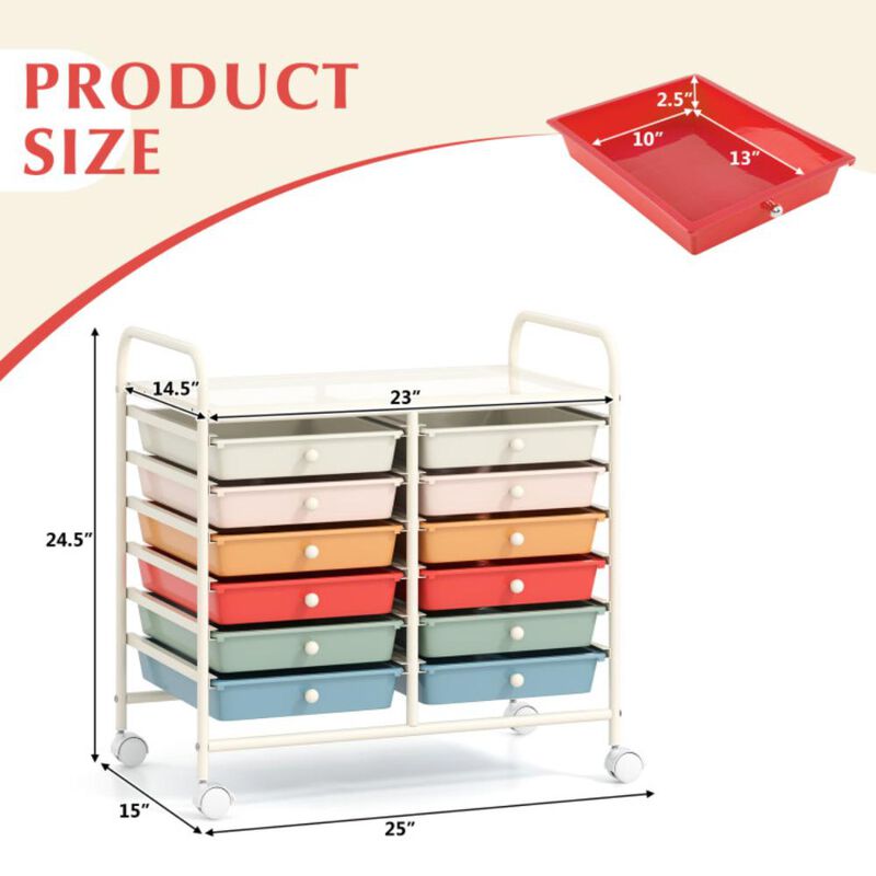 Hivvago 12 Drawers Rolling Storage Cart for Home and Office