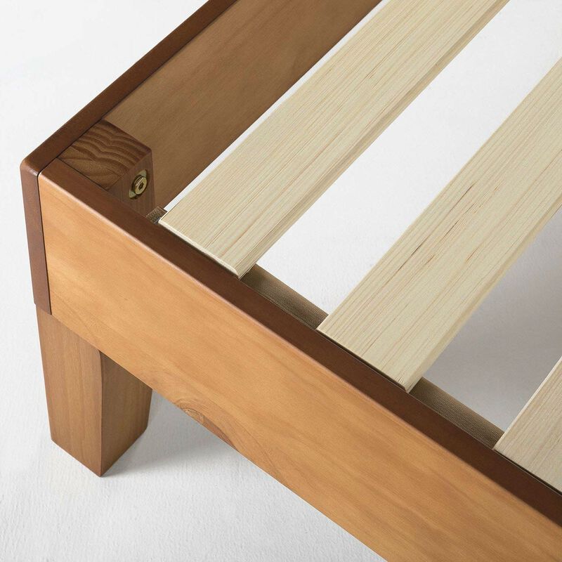 Hivvago Full size Mid-Century Modern Solid Wood Platform Bed Frame in Natural