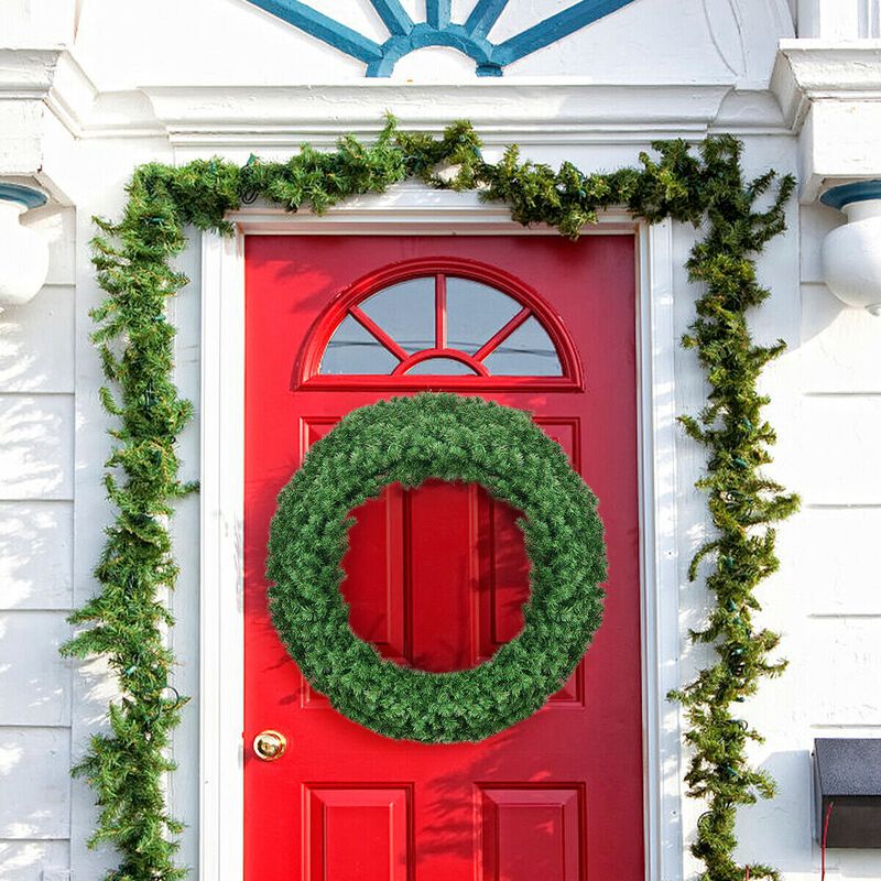 48 Inch Pre-lit Cordless Artificial Christmas Wreath image number 5
