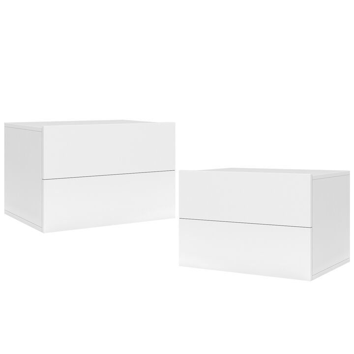 Wall-Mounted Floating Nightstand with 2 Storage Drawers for Bedroom