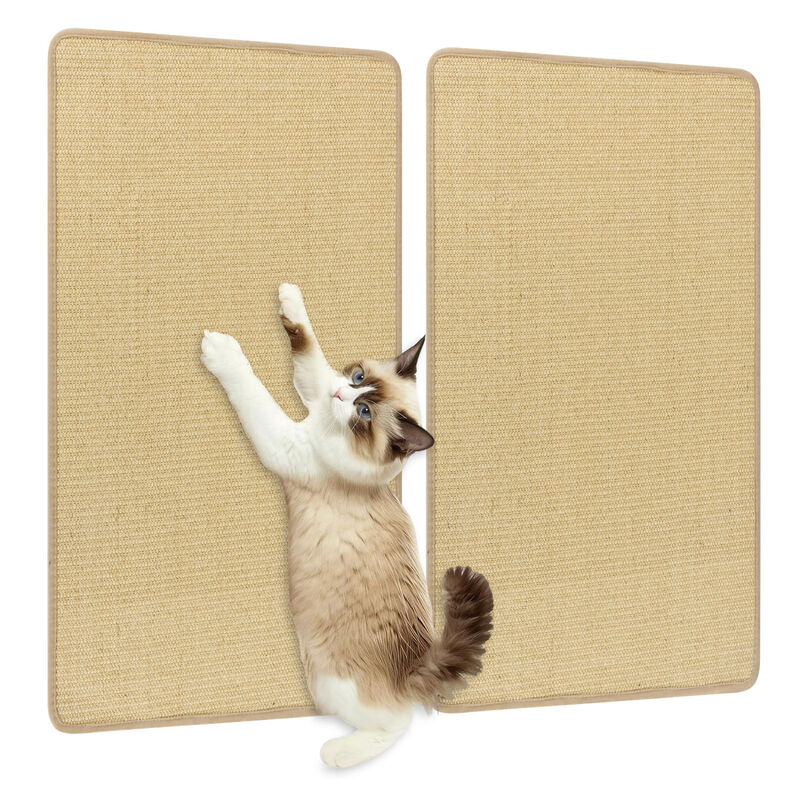 4 Piece Cat Scratching Pad Set for Indoor Cat Activity-Natural image number 4