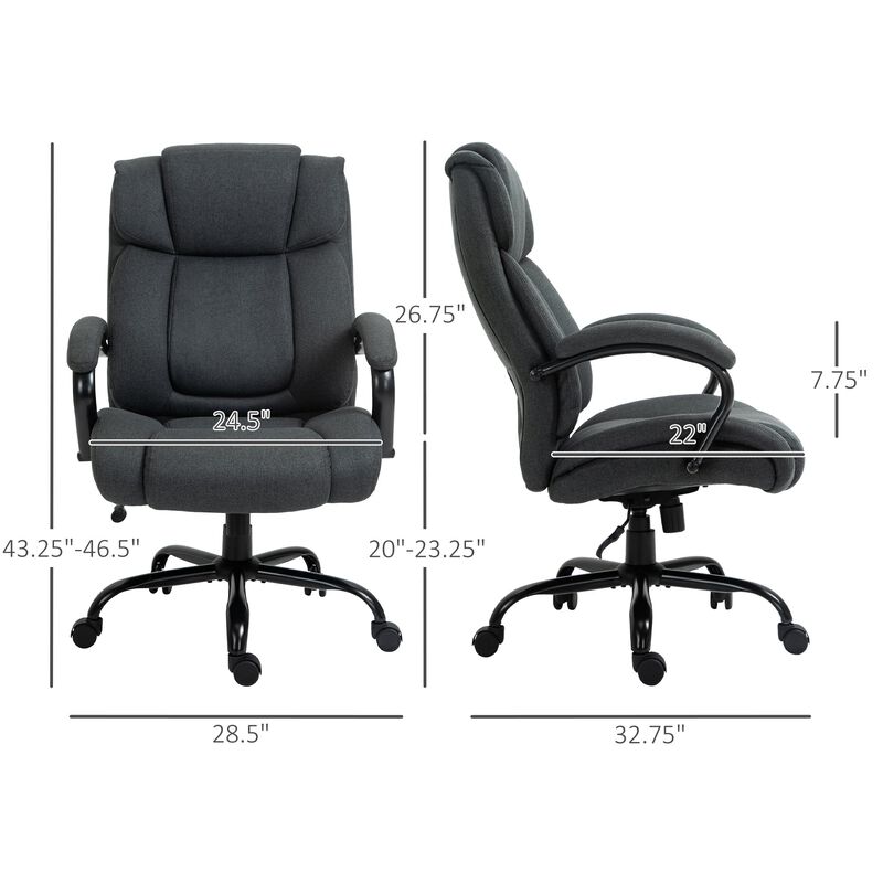 Charcoal Grey Task Giant: 484lbs Capacity Linen Fabric Office Chair
