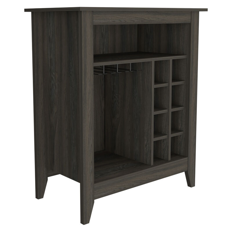 DEPOT E-SHOP Mojito Bar Cabinet, Six Built-in Wine Rack, One Open Drawer, One Open Shelf, Carbon Espresso