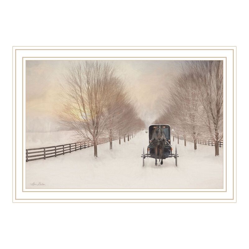 HomeRoots Snowy Amish Lane White Framed Wall Art image number 0