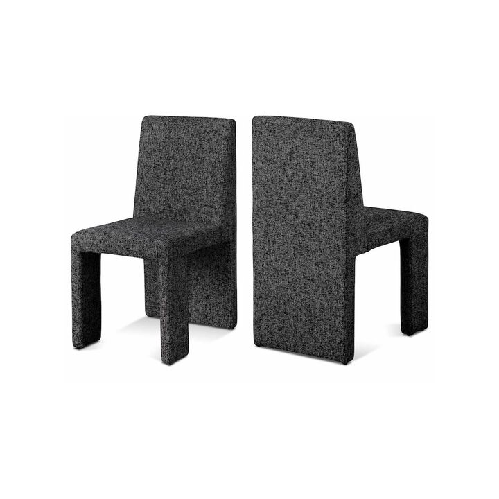 Meridian Furniture Benson Black Linen Textured Fabric Dining Chair, Set of 2