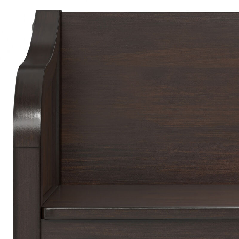 Connaught SOLID WOOD 30 inch Wide Traditional Small Entryway Storage Bench in Chestnut Brown