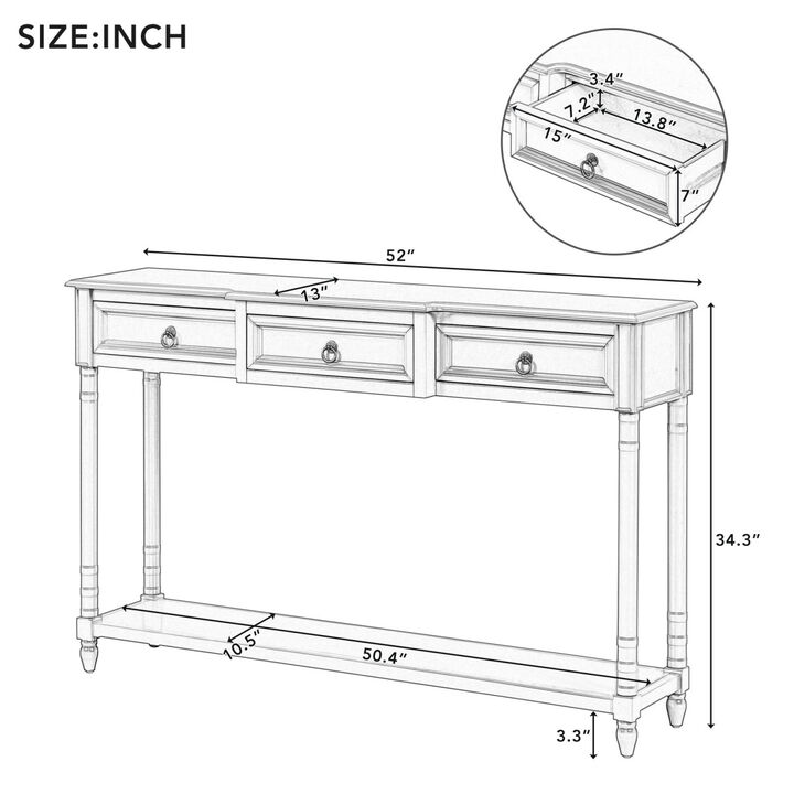 Console Table Sofa Table with Drawers for Entryway with Projecting Drawers and Long Shelf (Espresso, OLD SKU: WFAAB)