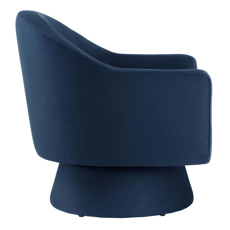 Astral Performance Velvet Fabric and Wood Swivel Chair image number 1
