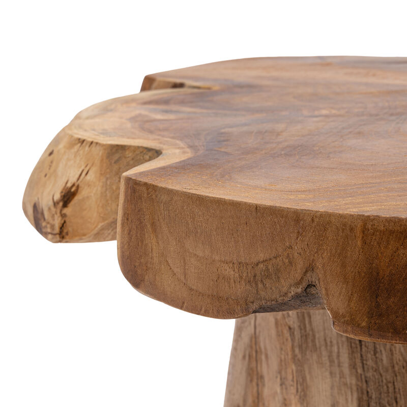 Amara Rustic Modern Handcrafted Live Edge Solid Teak Wood Stump Stool image number 4