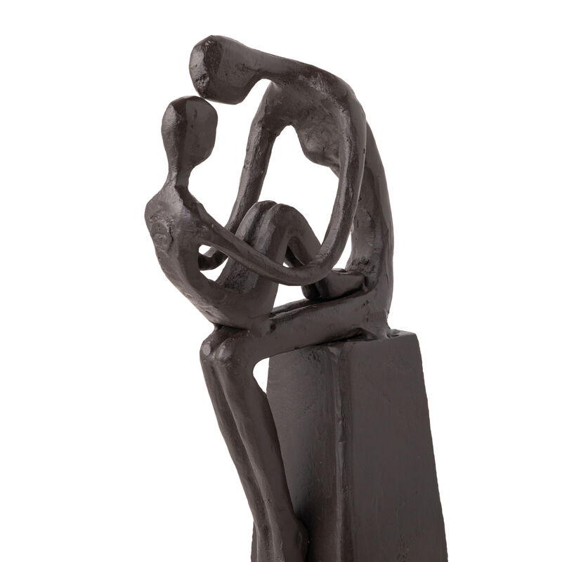 Mother and Child Tender Embrace Cast Iron Sculpture