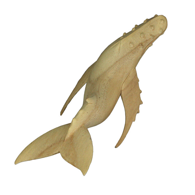12" Hand Carved Humpback Whale Wooden Sculpture, Nautical Coastal Decor Figurine image number 2