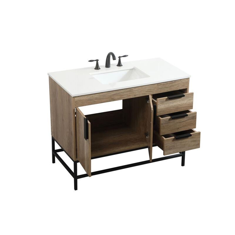 Elegant Kitchen and Bath 42 inch Single bathroom vanity in natural oak