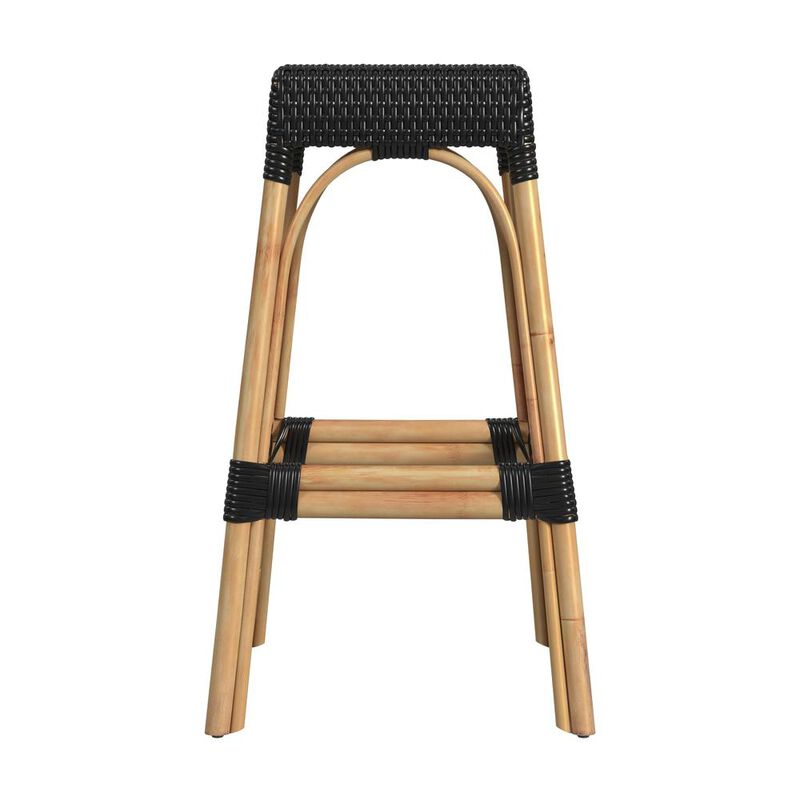 Butler Specialty Robias Rectangular Rattan 30 Bar Stool, Black