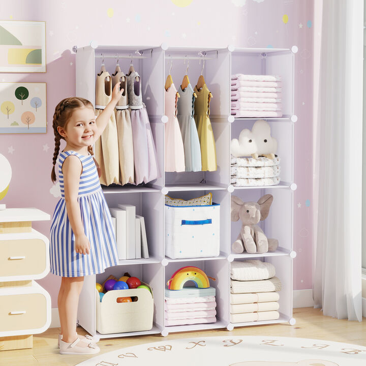 10-Cube Modular Baby Wardrobe with Hanging Rod and Storage Shelves