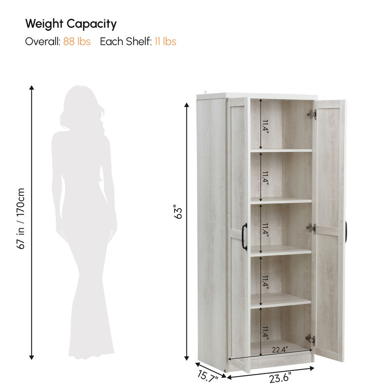 Hivvago Pantry Cabinet with 5-Tier and Adjustable Shelving image number 2