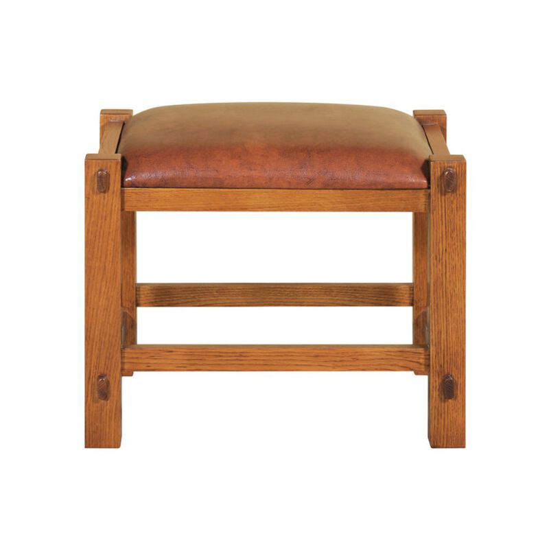 Crafters and Weavers Mission Spindle Stool - Quarter Sawn Oak & Leather - Michael's Cherry