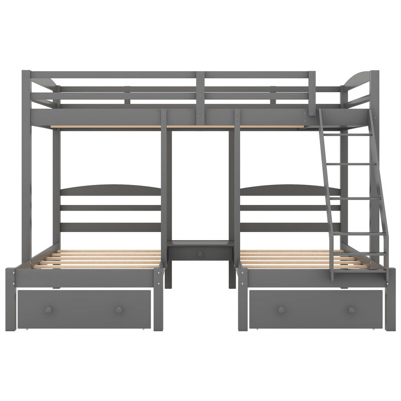 Whisen Full over Twin Twin Bunk Bed with Drawers, Pine, for Kids Teens Bedroom image number 4