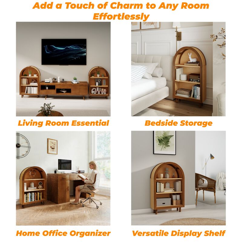 Lusog Arched Small Bookcase Storage Cabinet image number 2