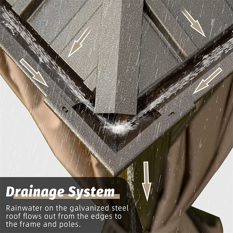 Streamdale 12'X12' Hardtop Gazebo with Aluminum Frame and Double Roof (Brown)