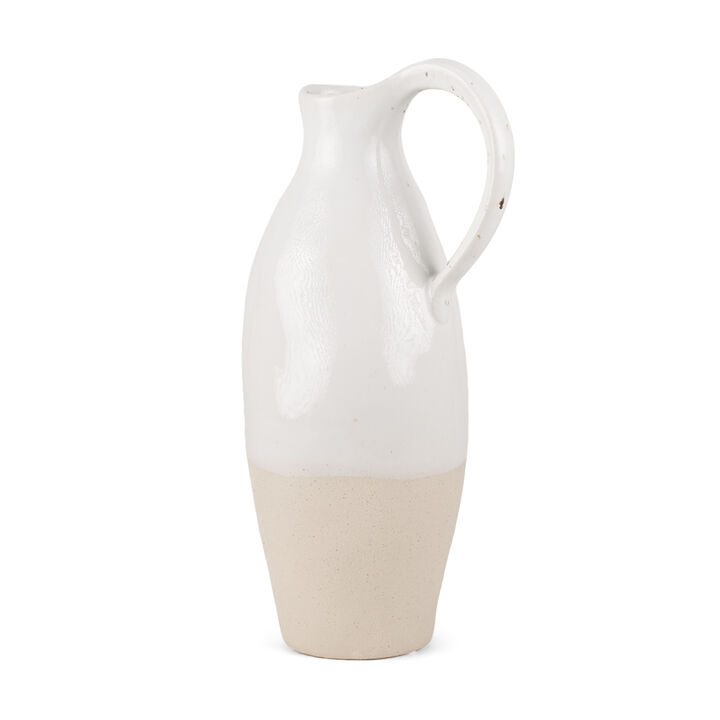 HomeRoots 14" White And Beige Ombre Ceramic Bud Jug Vase