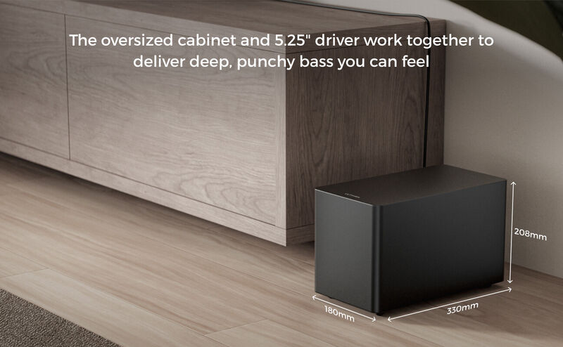 ULTIMEA Poseidon M60 Boom 5.1ch Dolby Atmos Sound System, 340W Peak Power, 5 Full-Range Drivers, Wired Subwoofer image number 6