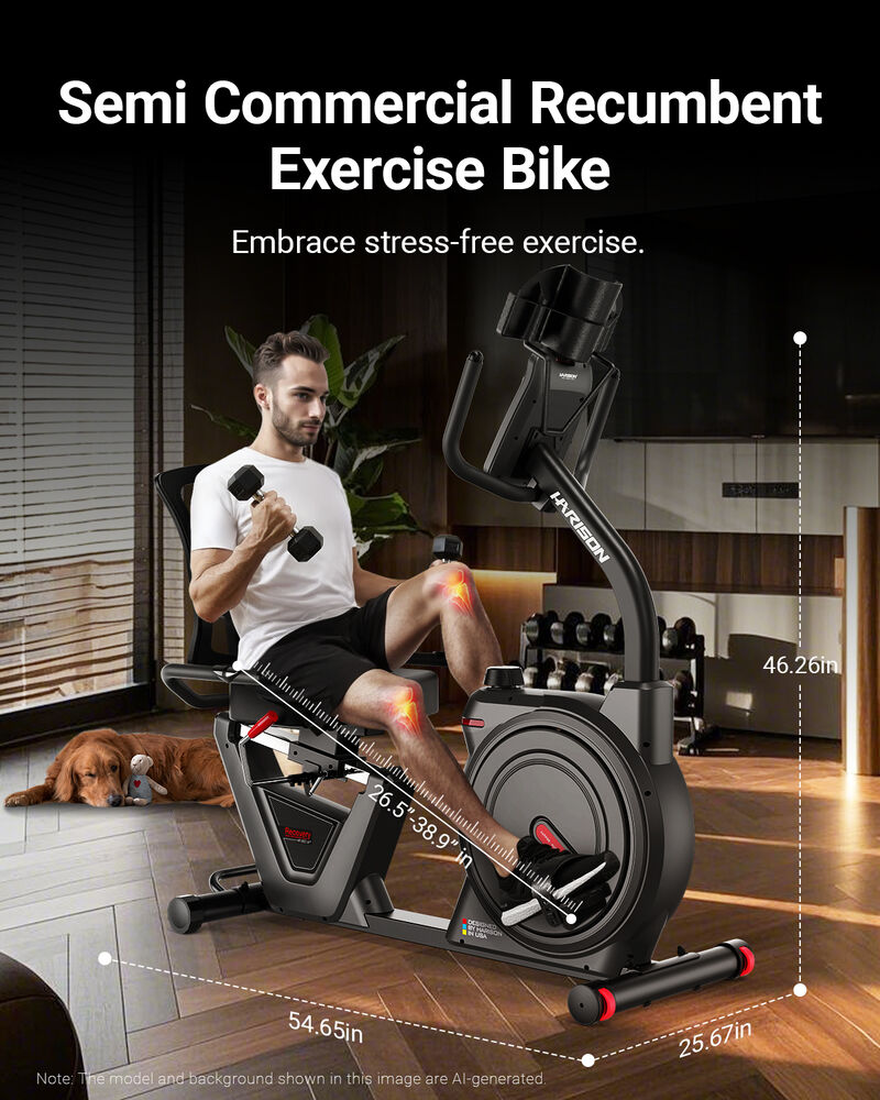 HARISON Semi Commercial Magnetic Recumbent Exercise Bike 450LB Capacity for Seniors Adults (HR-B51) image number 3
