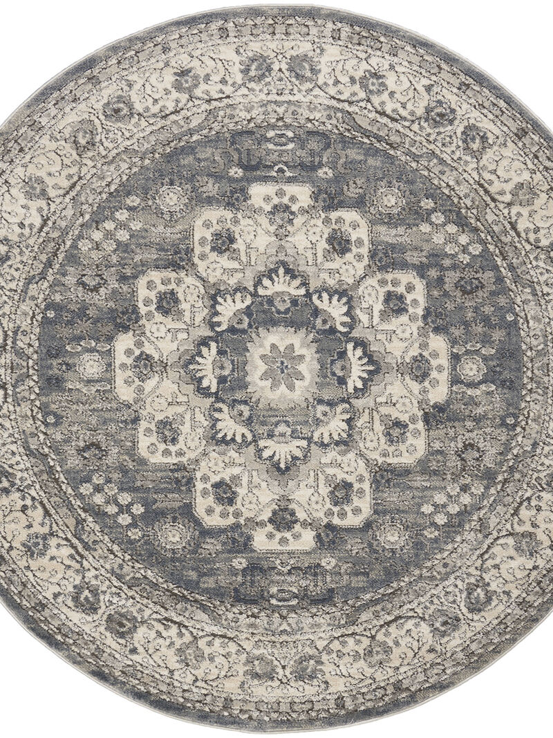 Quarry QUA07 Gray/Ivory 5'3" x Round Rug image number 0